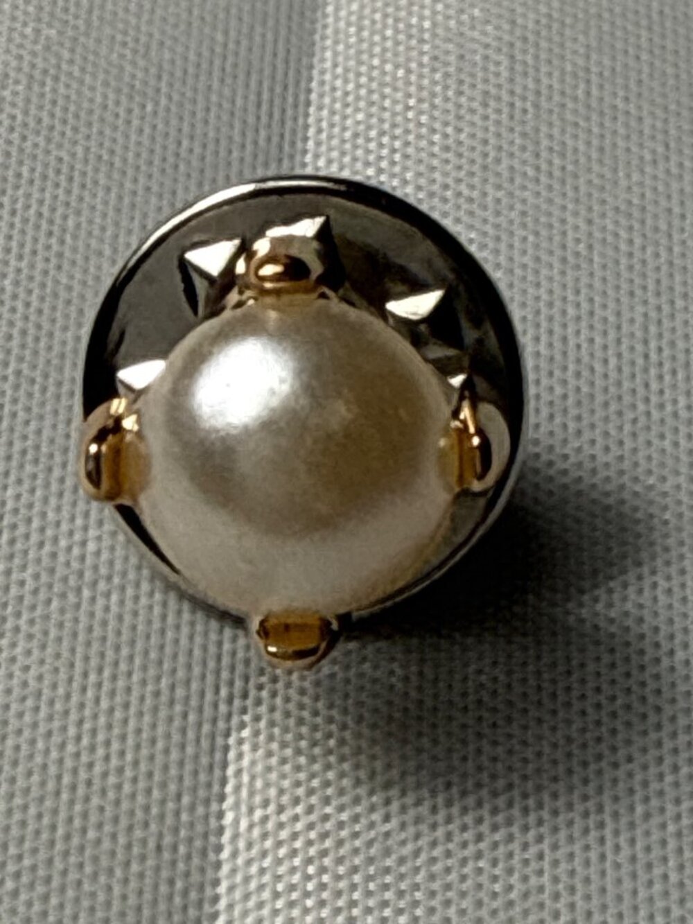 Pearl Gold Crown Brooch Pin Accent Mini Collar Lapel Hat Tie Tack